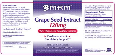 Photo of the MRM Grape Seed Extract 120 mg label