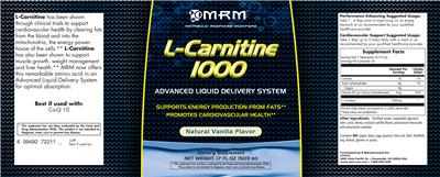 Photo of the MRM L-Carnitine 1000 Natural Vanilla Flavor label