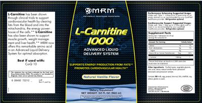 Photo of the MRM L-Carnitine 1000 Natural Vanilla Flavor label