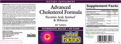 Photo of the Natural Factors Advanced Cholesterol Formula label