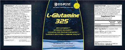 Photo of the MRM L-Glutamine 325 label