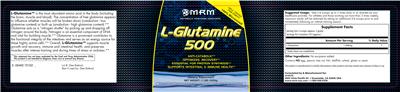Photo of the MRM L-Glutamine 500 label