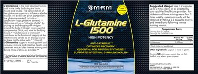 Photo of the MRM L-Glutamine 1500 label