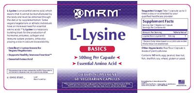 Photo of the MRM L-Lysine Basics label