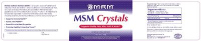 Photo of the MRM MSM Crystals label