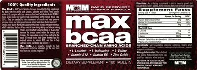 Photo of the MM Sports Nutrition Max BCAA label