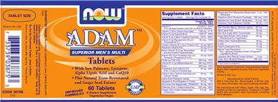 Photo of the NOW Adam Tablets label