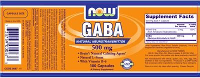 Photo of the NOW GABA 500 mg label