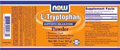 Photo of the NOW L-Tryptophan Powder label