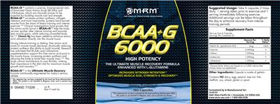 Photo of the MRM BCAA+G 6000 label