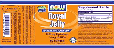 Photo of the NOW Royal Jelly label