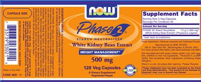 Photo of the NOW Phase 2 Starch Neutralizer 500 mg label
