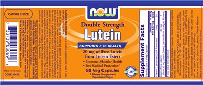 Photo of the NOW Double Strength Lutein label