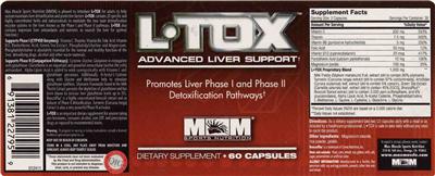 Photo of the MM Sports Nutrition L-Tox label