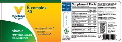 Photo of the The Vitamin Shoppe B-Complex 50 label