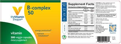 Photo of the The Vitamin Shoppe B-Complex 50 label