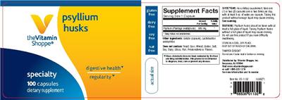 Photo of the The Vitamin Shoppe Psyllium Husks label