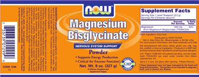 Product label for Magnesium Bisglycinate Powder