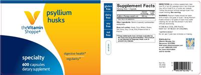 Photo of the The Vitamin shoppe Psyllium Husks label