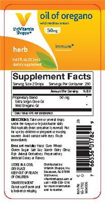 Photo of the The Vitamin Shoppe Oil Of Oregano 50 mg label