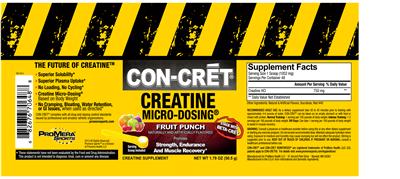 Photo of the ProMera Sports Con-Cret Creatine Micro-Dosing Fruit Punch label