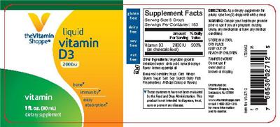 Photo of the The Vitamin Shoppe Liquid Vitamin D3 2000 IU Natural Orange Flavor label