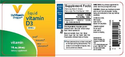 Photo of the The Vitamin Shoppe Liquid Vitamin D3 5000 IU Natural Orange Flavor label