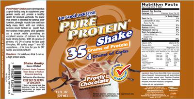 Photo of the MET-Rx Pure Protein Shake Frosty Chocolate label