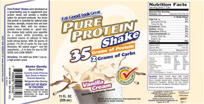 Photo of the MET-Rx Pure Protein Shake Vanilla Cream label