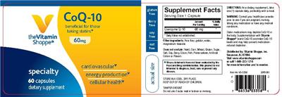Photo of the The Vitamin Shoppe CoQ-10 60 mg label