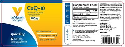 Photo of the The Vitamin Shoppe CoQ-10 200 mg label