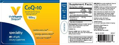 Photo of the The Vitamin Shoppe CoQ-10 100 mg label