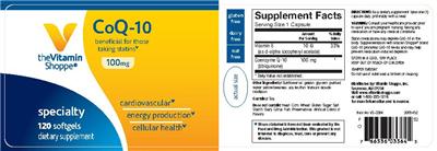 Photo of the The Vitamin Shoppe CoQ-10 100 mg label