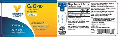 Photo of the The Vitamin Shoppe CoQ-10 200 mg label