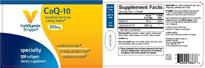 Photo of the The Vitamin Shoppe CoQ-10 200 mg label