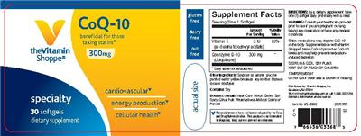 Photo of the The Vitamin Shoppe CoQ-10 300 mg label
