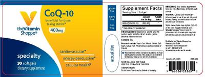 Photo of the The Vitamin Shoppe CoQ-10 400 mg label