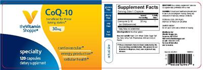 Photo of the The Vitamin Shoppe CoQ-10 30 mg label