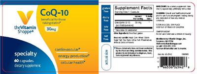 Photo of the The Vitamin Shoppe CoQ-10 30 mg label