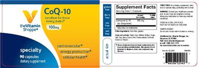 Photo of the The Vitamin Shoppe CoQ-10 100 mg label