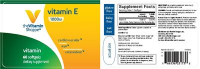 Photo of the The Vitamin Shoppe Vitamin E 1000 IU label