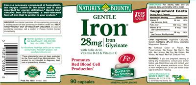Photo of the Nature's Bounty Gentle Iron label