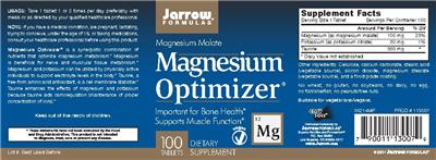 Photo of the Jarrow Formulas Magnesium Optimizer label
