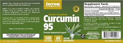 Photo of the Jarrow Formulas Turmeric Concentrate Curcumin 95 500 mg label
