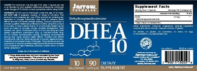Photo of the Jarrow Formulas DHEA 10 mg label