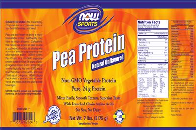 Photo of the NOW Sports Pea Protein Natural Unflavored label