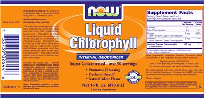Photo of the NOW Liquid Chlorophyll label