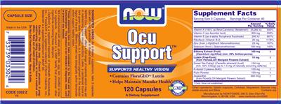 Photo of the NOW Ocu Support label