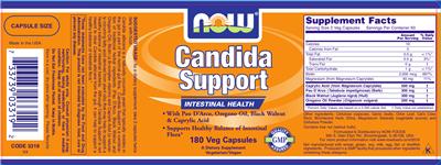 Photo of the NOW Candida Support label