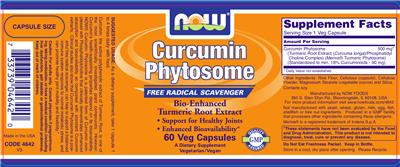 Photo of the NOW Curcumin Phytosome label